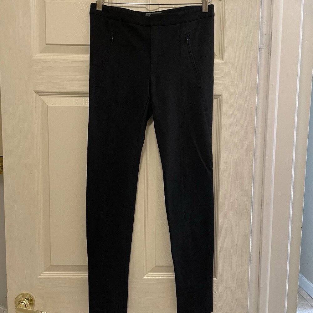 VINCE Black Pointe Knit Slim Leg Midrise Dress Pants Sz 8